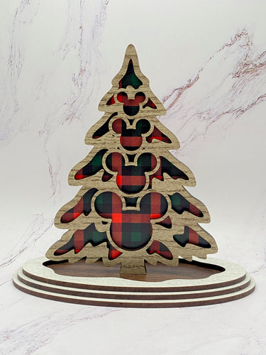 Plaid Christmas Tree Sitter Decor (Pre-Order)